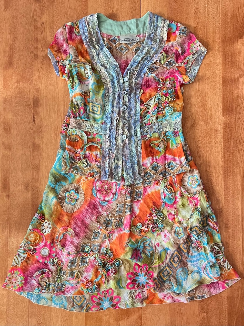Canvasbacks Abstract Floral Matching Blouse & Skirt Set